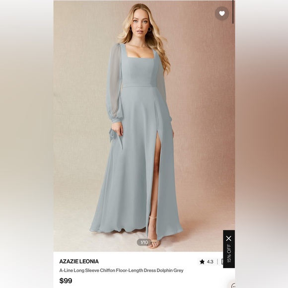 Azazie leonia bridesmaid dress in dolphin grey - Picture 1 of 2